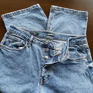 Wild Fable Superior High Rise Straight Leg Blue Denim Distressed Jeans, size 10